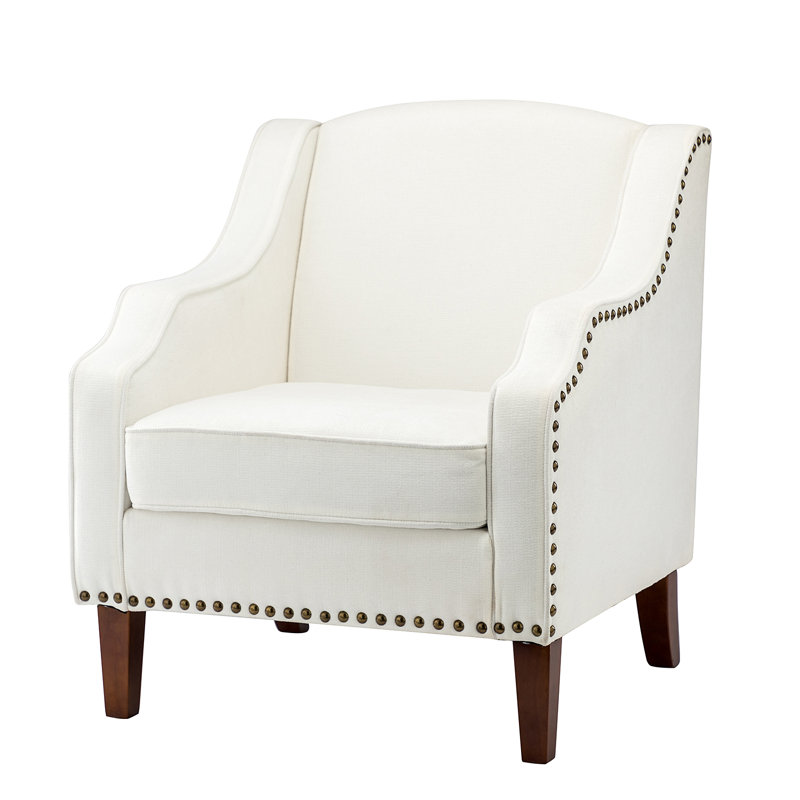 Anee 28.5" W Polyester Armchair, Ivory Polyester