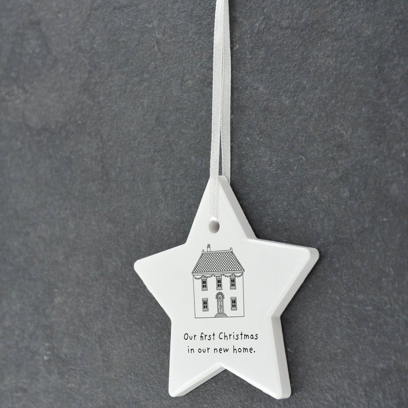 Carley Our First Christmas in Our New Home Star Shaped Ceramic Ornament