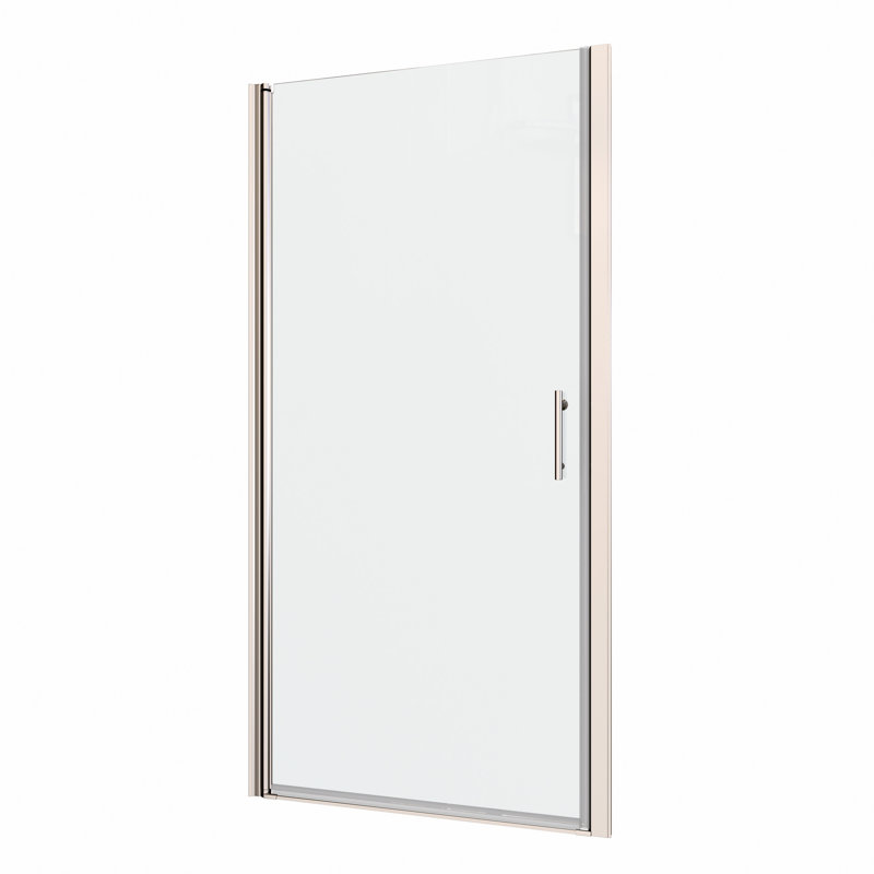 Universal Pivot Shower Door With 1 3/8" Adjustment - 1/4" Tempered Glass, Polished , #304 Stainless Steel Handle, Wall Channel, Easy Installation, Smooth System, Good Leakage, 28-29 Coverage