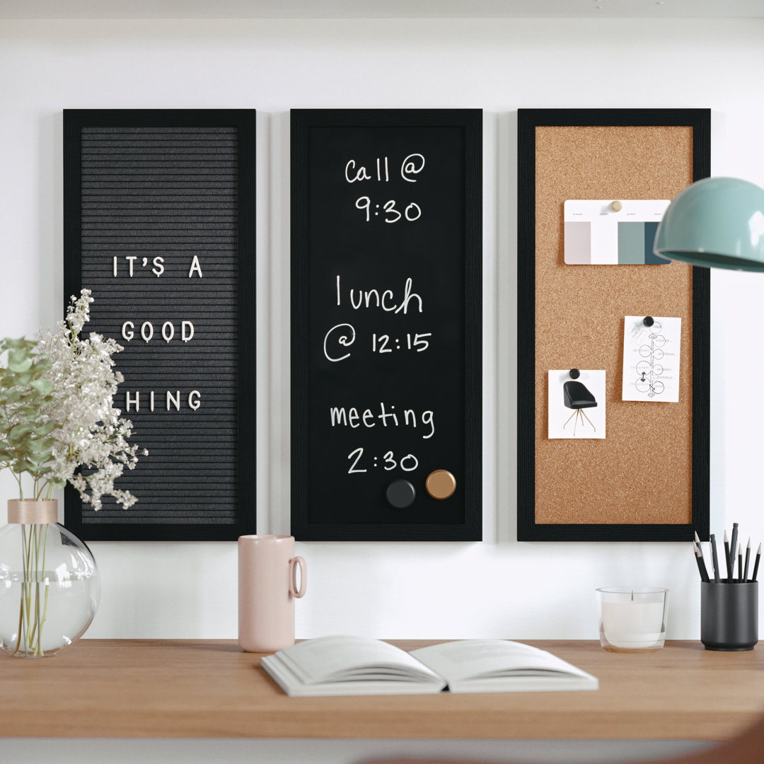Thomas Martha Stewart Cork Board, Chalk Board, Letter Board Set with Included Push Pins, Magnets, Liquid Chalk Martha Stewart Frame Finish: Black