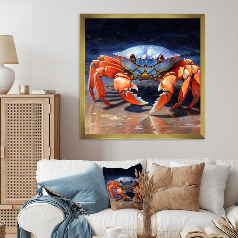 " Crab Beachcombers V ", 24" H x 24" W x 1" D, Gold Single Picture Framed