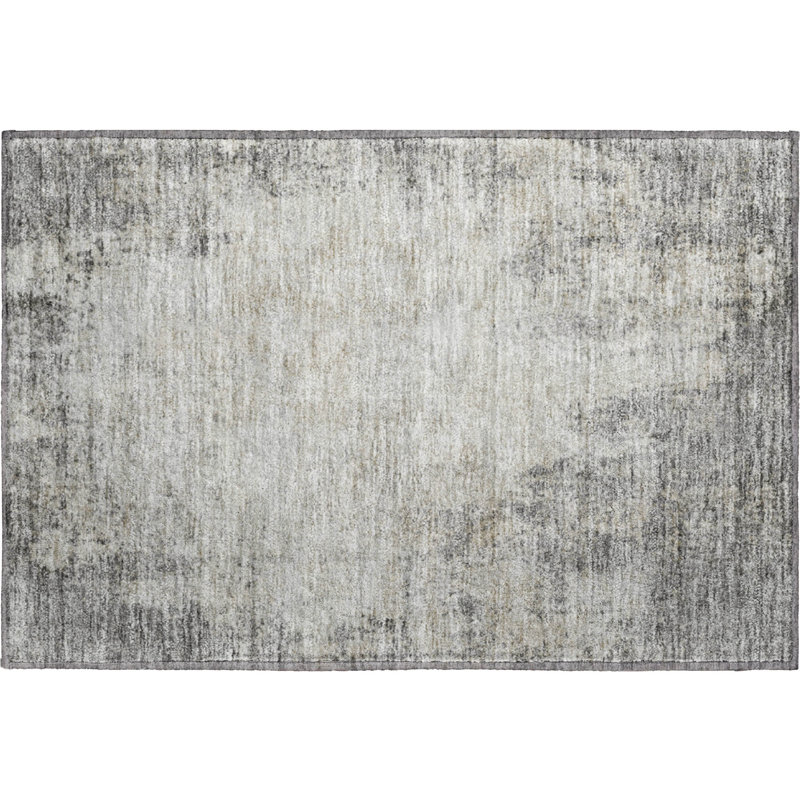 Tapis gris Prisco lavable à la machine de qualité supérieure, Rectangle 1 pi 8 po x 2 pi 6 po