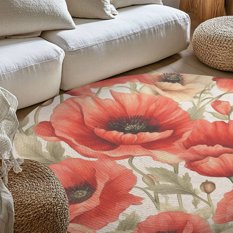 Flora Flow Braided Rug, Round 5'