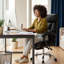 Fauteuil de bureau à hauteur ajustable avec repose-pieds Fauteuil d'ordinateur confortable à dossier haut Fauteuil de jeu inclinable en cuir durable