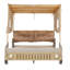 Lit voiture double en bois avec coussin, toile de plafond et DEL