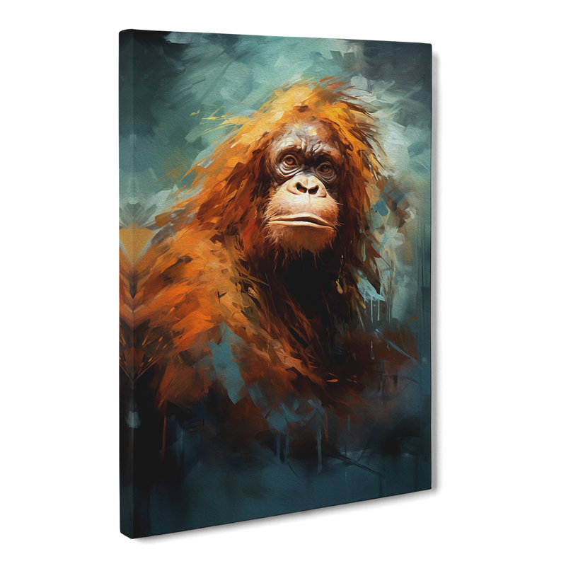 Orangutan Gestural No.3 - Wrapped Canvas, 76cm H x 50cm W x 3cm D