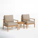Evie Teak 2 - Person Patio Conversation Sets with Cushions
