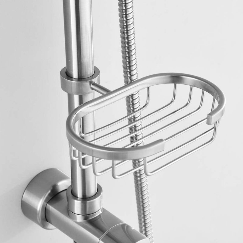 Douche de salle de bain avec 5 poignées et fabrication en acier inoxydable, barre coulissante réglable en nickel brossé,