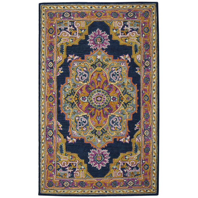 Shidler Persian Hand Tufted Micro-looped Natural Wool Indoor Area Rug, Rectangle 8' x 11'