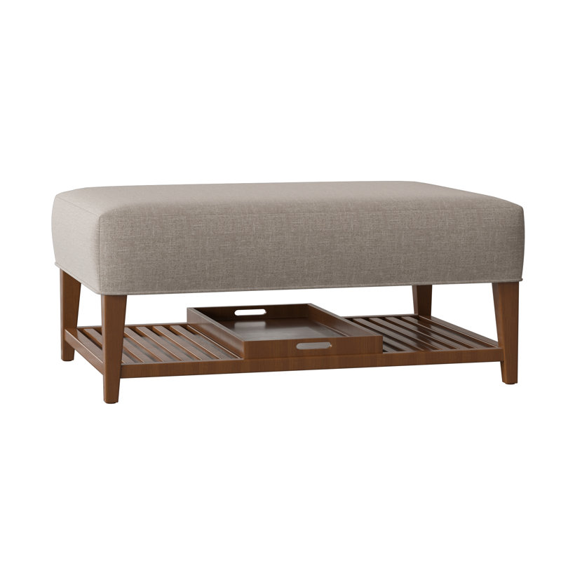 Carly Ottoman, Pecan, Craftwood 42 Gray Performance Chenille