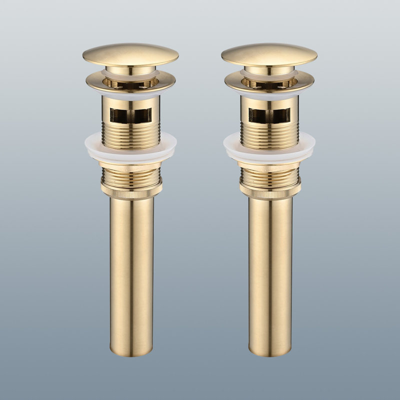 Drain escamotable en acier inoxydable pour salle de bain avec trop-plein (2 pièces), Or brossé