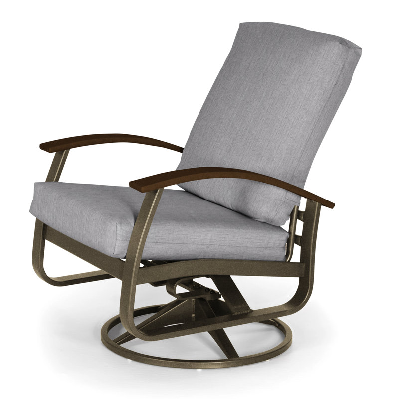 Chaise de patio pivotante avec coussin Askar, Toile granit Sunbrella®, Kona P10, Bois de plage texturé