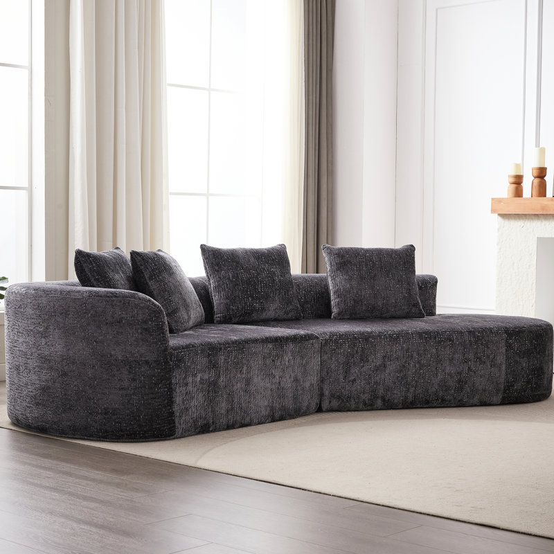 Canapé modulaire en chenille - 114 po 4 avec siège extra profond et large, 4 coussins, aucun assemblage requis, doux pour la chambre à coucher, canapé moderne gris, siège spacieux,