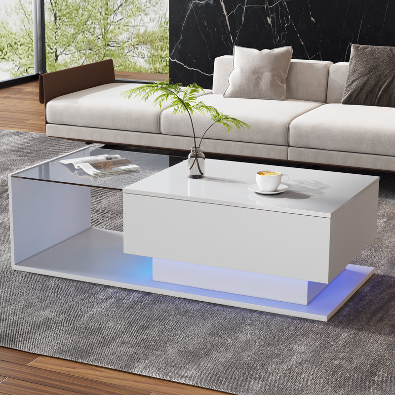 Coffee Table with Storage, White