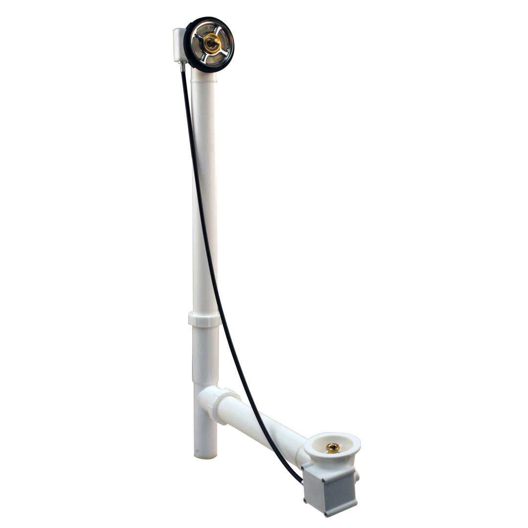 27" Cable Drive Pop-Up Bathtub Drain Trim with Poly Pipe Assembly and Rotary Overflow Cover Westbrass 