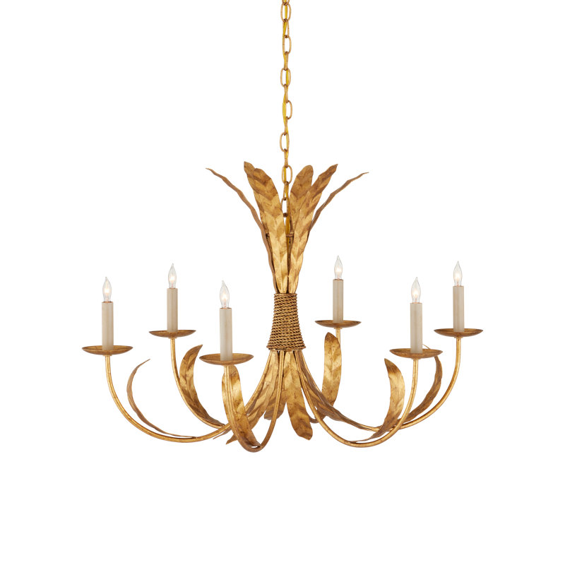 Lustre classique / traditionnel à 6 lumières de style bougie avec détails en corde Bette