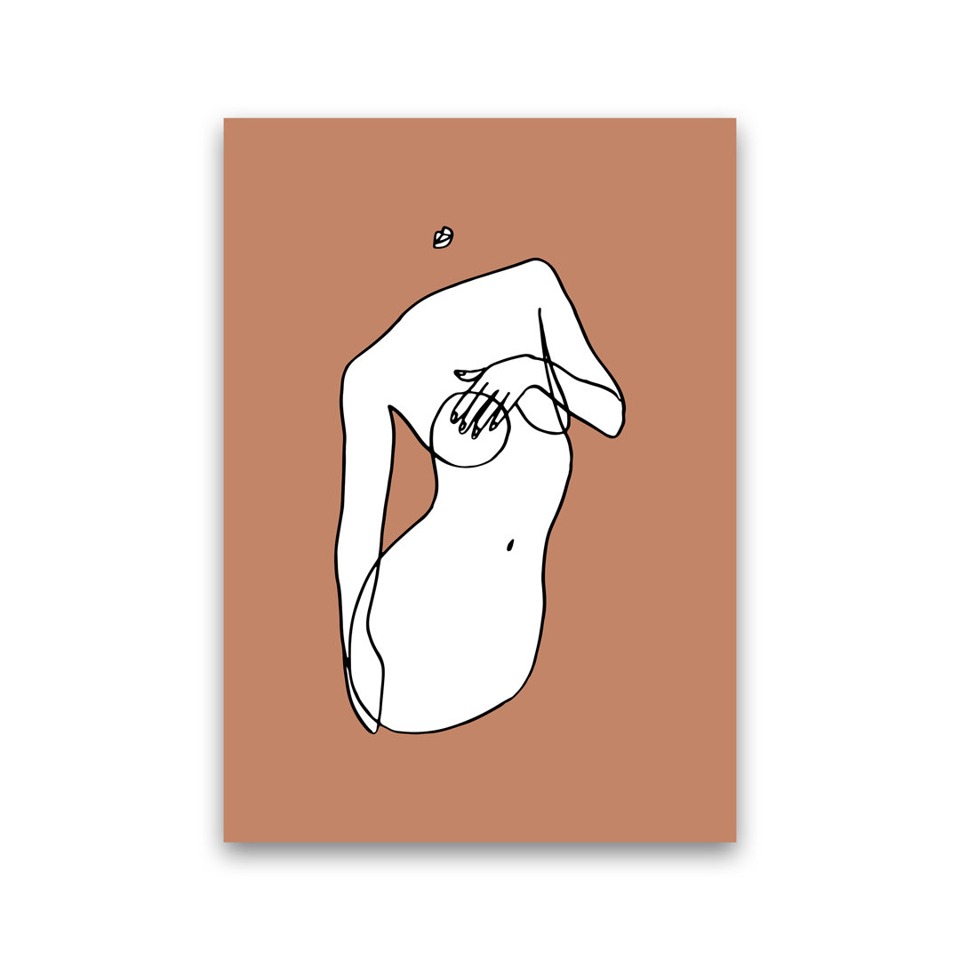 Covering Breasts with One Hand - Graphic Art Print on Paper