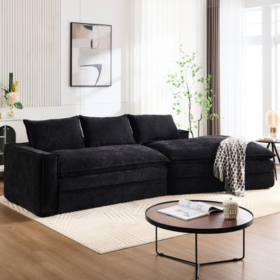 Canapé modulaire rembourré 3 places noir
