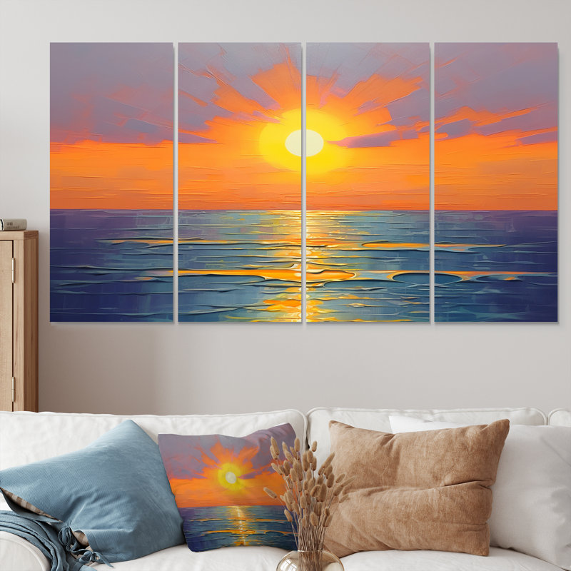 Rosser - Art mural de plage et océan pour le salon, 4 pièces, H 28 po x l 48 po