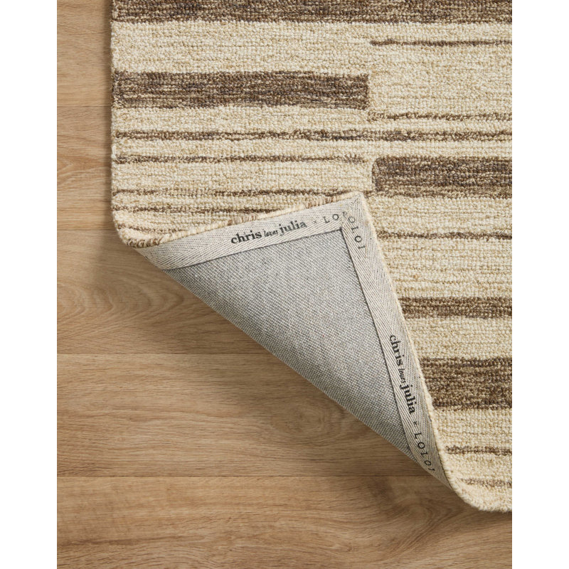 Chris Loves Julia x Loloi Polly Checkered Hand-tufted Beige/Tobacco Area Rug, Rectangle 8'6" x 11'6"