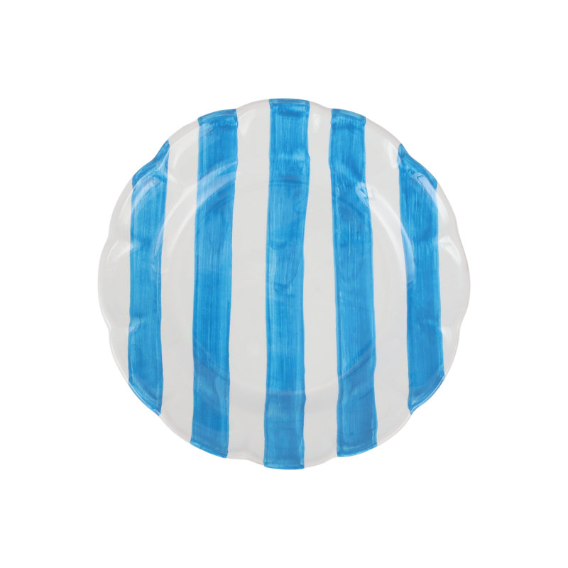 Amalfitana Handmade Terra Cotta Salad/Dessert Plate, Aqua