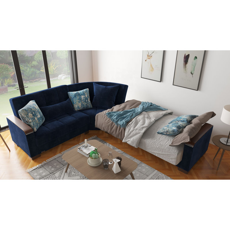 Legacy X 224” Convertible Sectional Sofa Bed with Storage – Firm Support L-Shaped Sleeper Sectional for Small Spaces