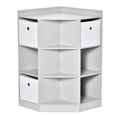 Armoire de coin pour enfants, organisateur de rangement pour jouets Cubby, bibliothèque avec trois paniers pour salle de jeux, chambre à coucher, salon