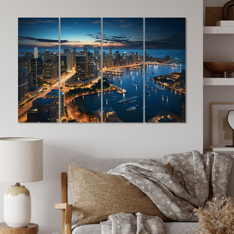 Chicago Beautiful Cityscape I Cities & Countries Wall Decor on Metal