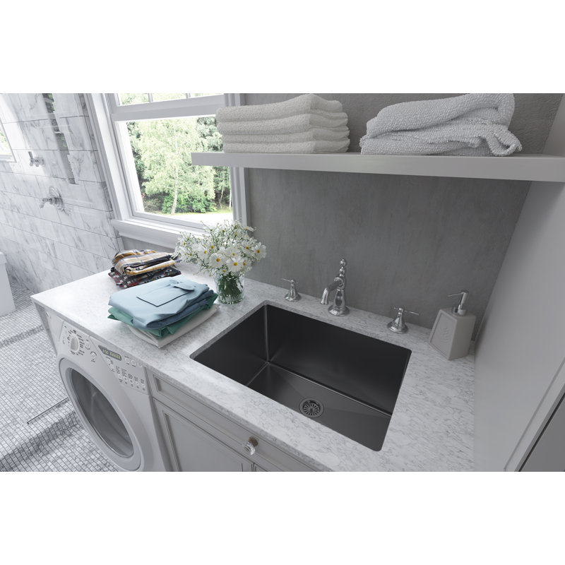 24" Utility Laundry Sink Matt Black