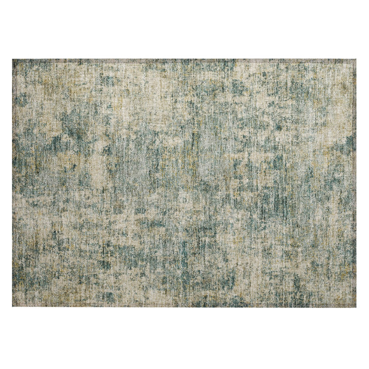 Machine Washable Indoor/Outdoor Xhevrie Aloe Rug