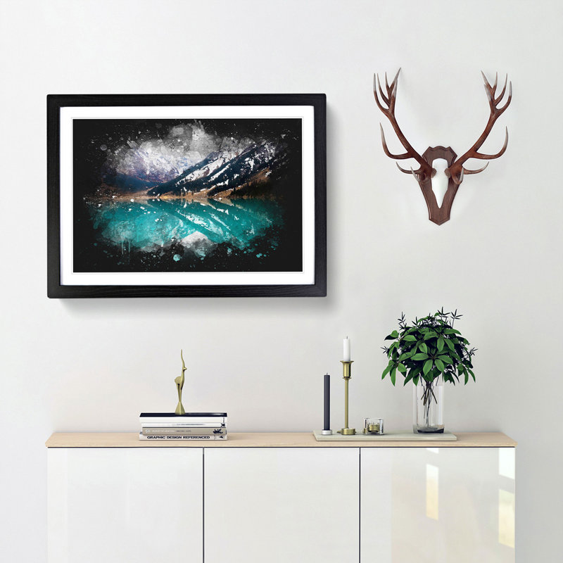 The Almaty Lake in Kazakhstan - Picture Frame Graphic Art Print, Black Framed, 33cm H x 45cm W x 2cm D