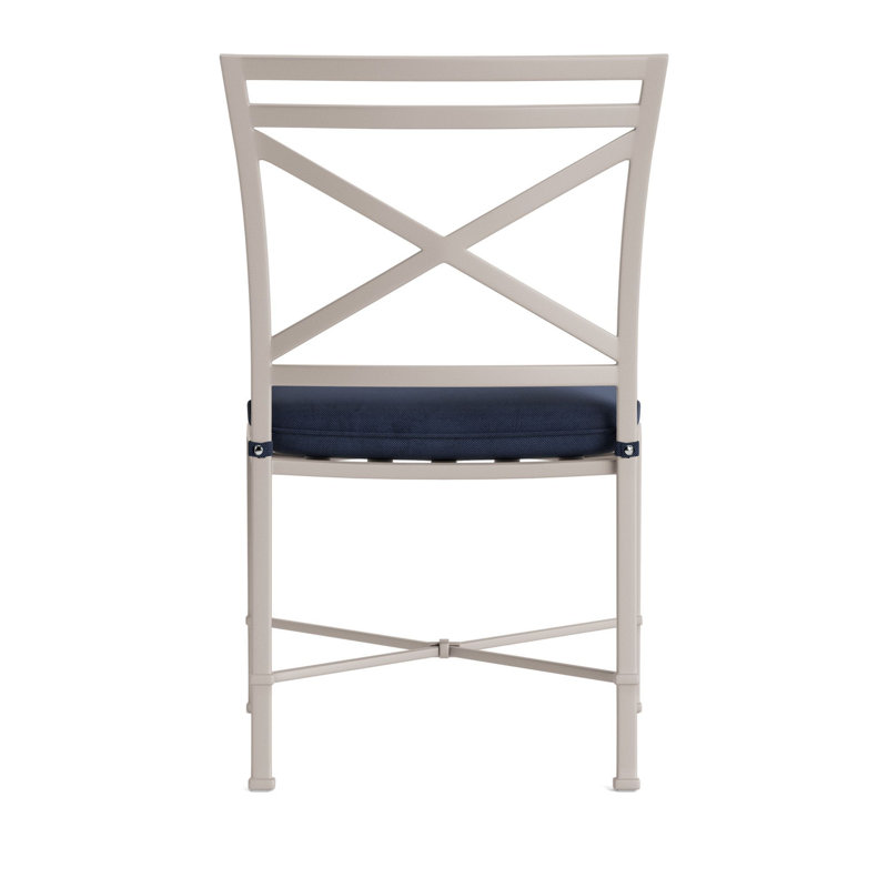 Venetian Outdoor Dining Side Chair, Navy, Fusion Neptune, Dove Smooth