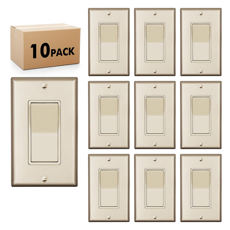 15-Amp Single Pole Light Switch,10 pack, Golden