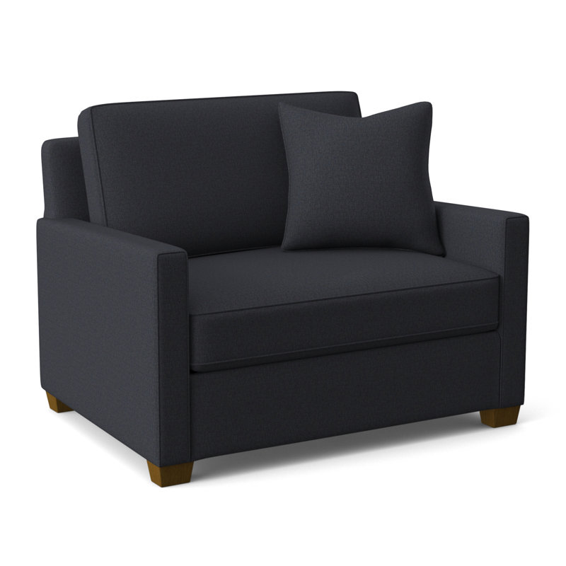 Nicklaus Sleeper Sofa, Havana Finish, White Performance Fabric; 0851-94, 5" Innerspring Mattress