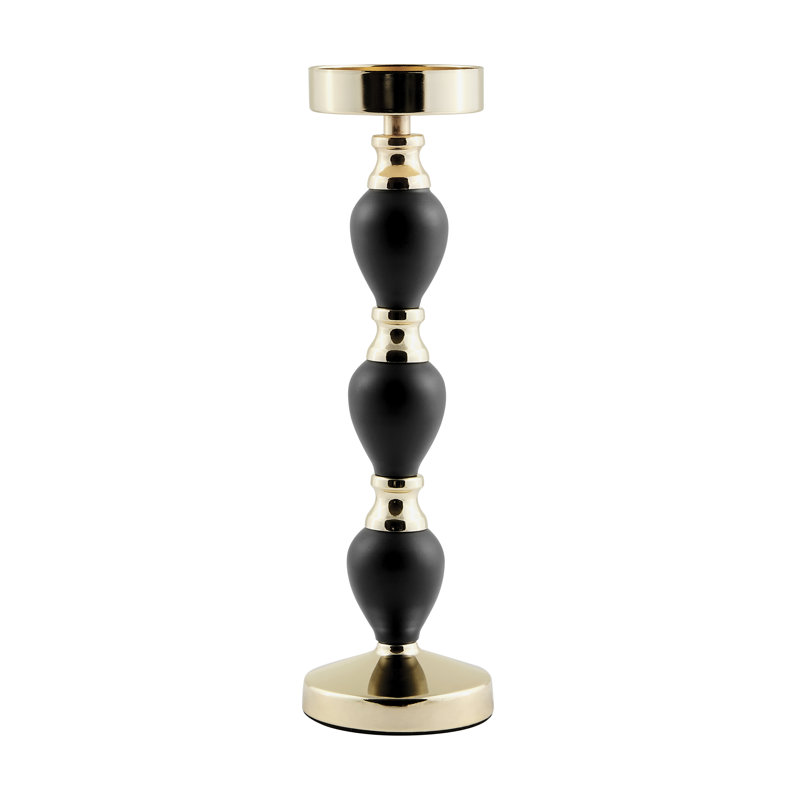 Bougeoirs chandelles noires et dorées Talia - ensemble de 3
