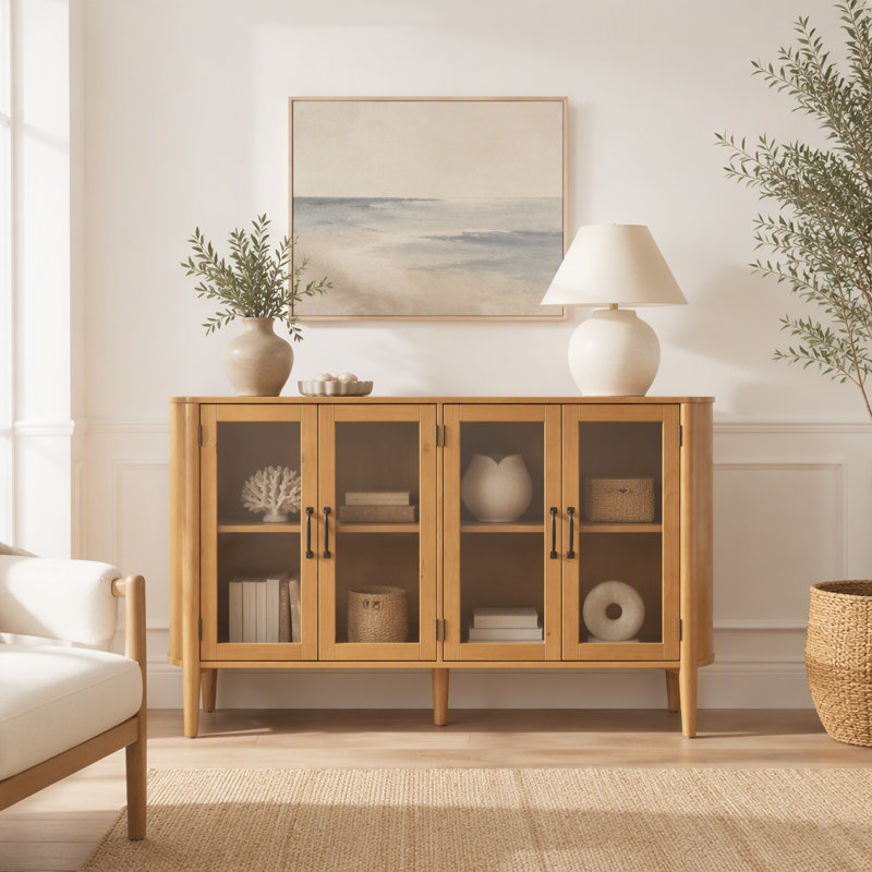 Armoire décorative, armoire de rangement avec 4 portes pour le salon et la salle à manger