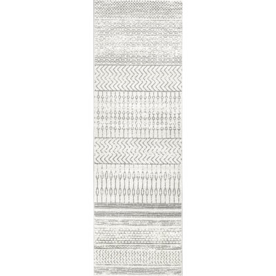 Tapis à motif rayé Jacore pour le salon, la chambre à coucher, la salle à manger et la cuisine, gris / blanc cassé