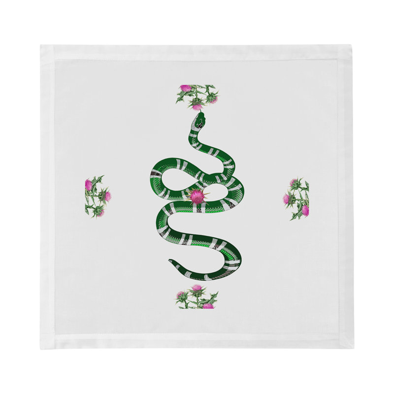 Thistle And Snake Cotton Sateen Dinner Napkins, Pink White