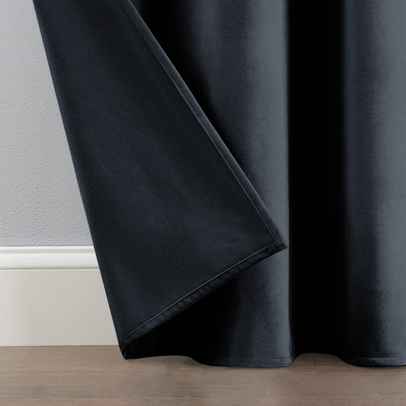 Panola Crushed Velvet Eyelet Sheer Curtains, Black, 228 W x 228 D cm