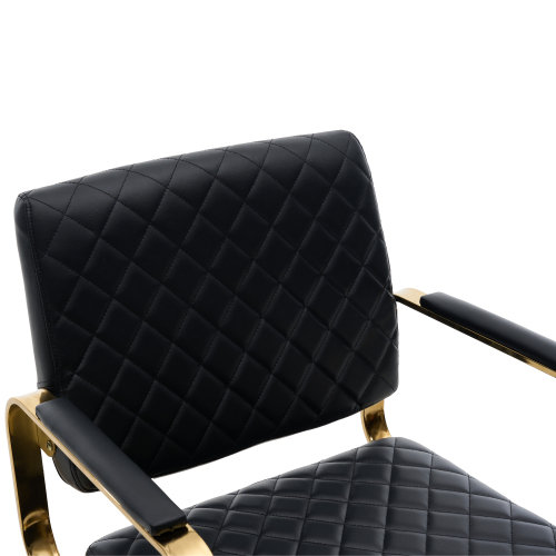 Fauteuil de salon hydraulique avec pivotement à 360 degrés, hauteur réglable et repose-pieds, Diamond Quilted, Gold