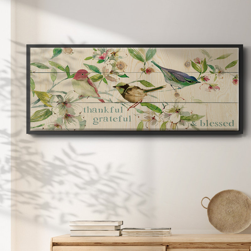 «Grateful Thankful Blessed Birds», toile encadrée