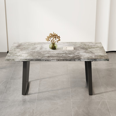 Rectangular 6 Dining Table, Materials, , Gray Elegant Look,