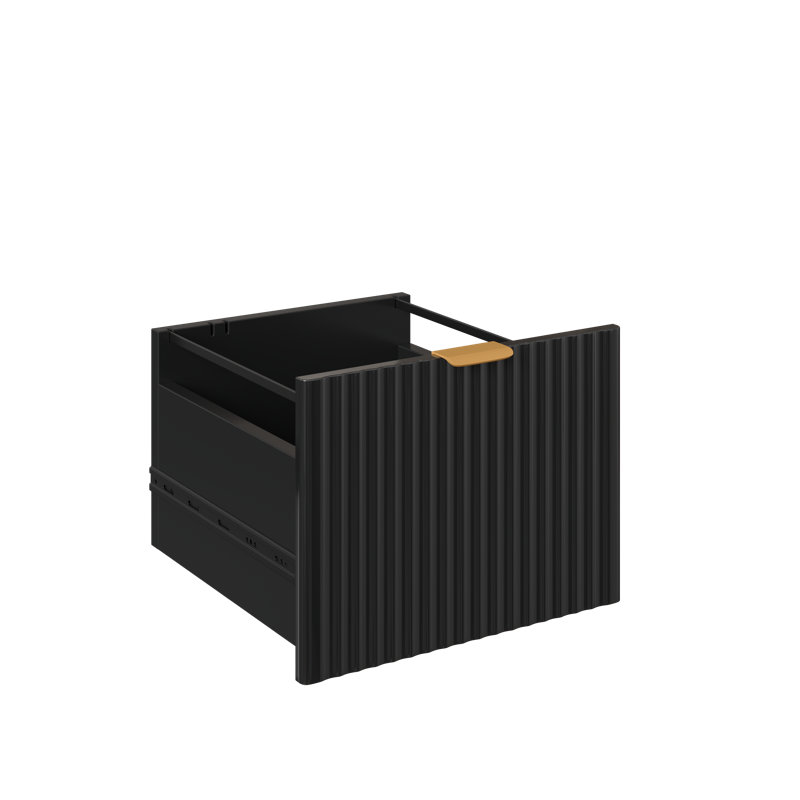 Derick 55.7'' W L-Shaped Computer Desk with File Drawer and Drawer Pedestal, Rust/Black