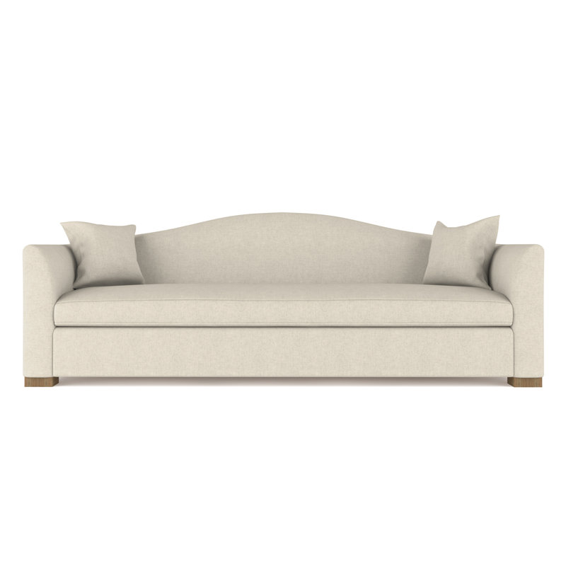 Horatio Camelback Taper Curved-Arm Sofa, Box Weave Linen Oyster, 33" H x 96" W x 36" D, Natural