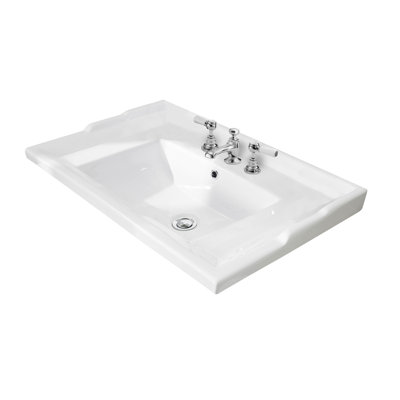 Nuie 620mm L x 460mm W White Ceramic Rectangular Sink with Overflow