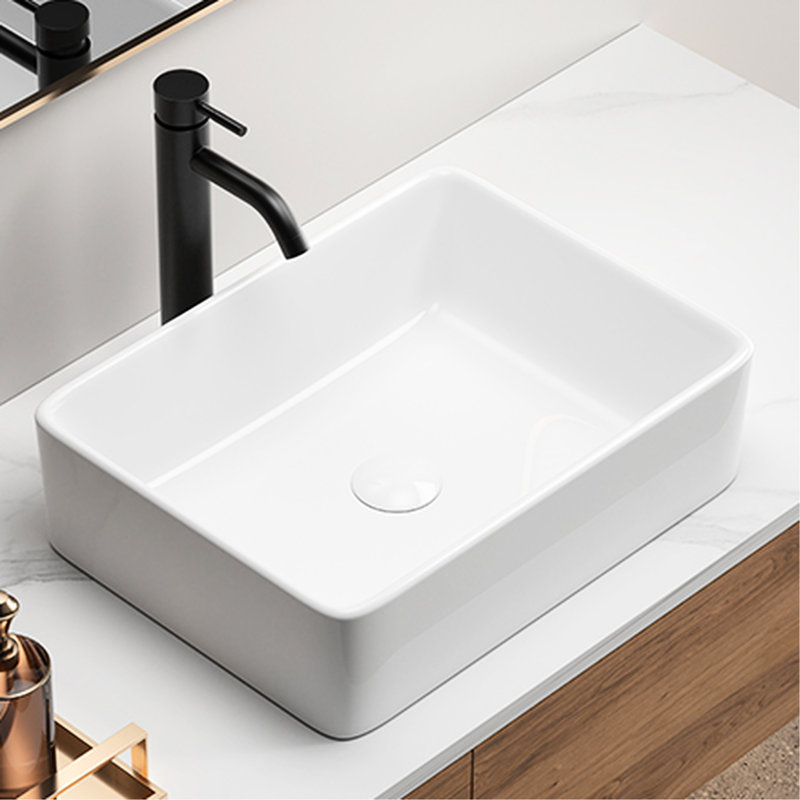 White Rectangle Ceramic Above Counter Bathroom Sink, 19X15 Inch, Stylish And Sophisticated, No Fading Or Chipping, Molded Foam Wrap Sleek Design, Fade Scratches, Package