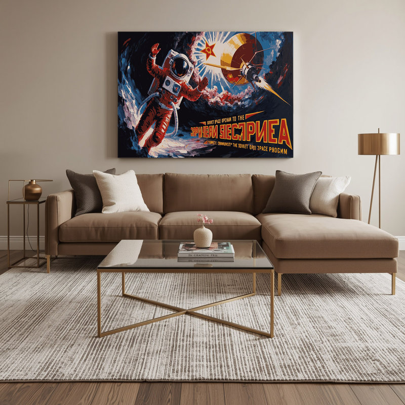 "Space", "Space programme", "Propagande", art mural sur toile mauve, H 20 po x l 30 po