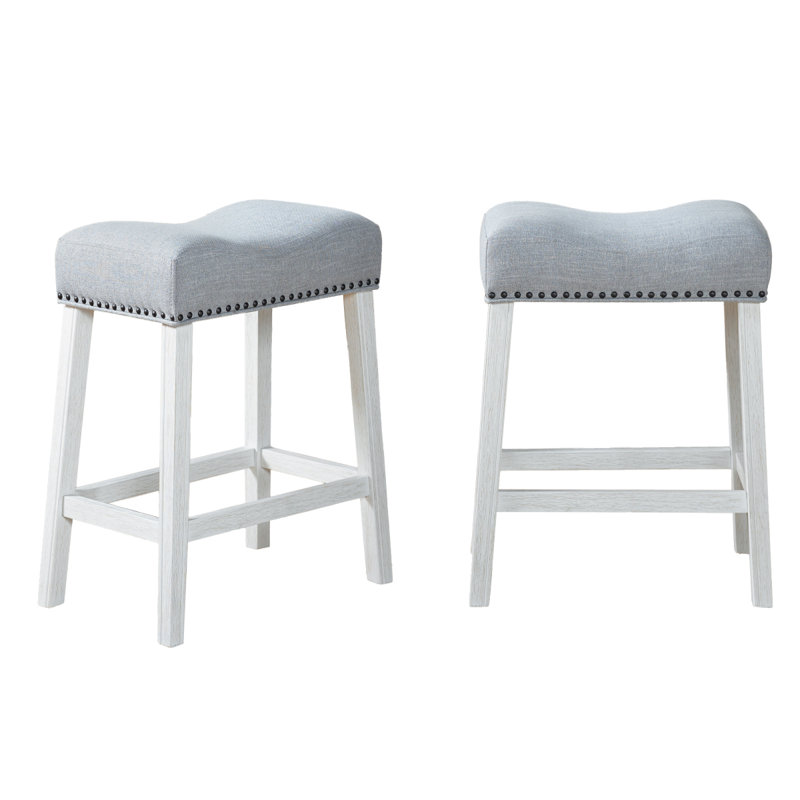 Ensemble de tabourets de comptoir rembourrés, Gray, Tabouret de comptoir (siège d'une hauteur de 25,5, White