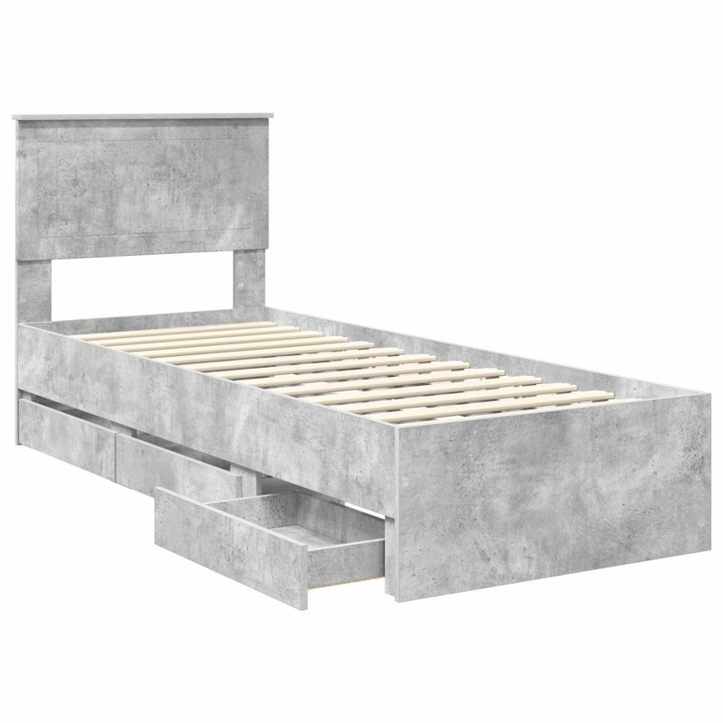 Bed, Small Single (2'6), Concrete Grey