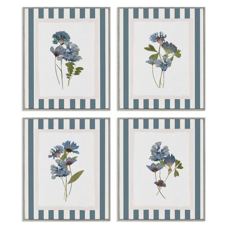 Ensemble de giclée encadrée 4 pièces Summer Memory Florals, design par Val Rhodes, H 14 po x l 11 po